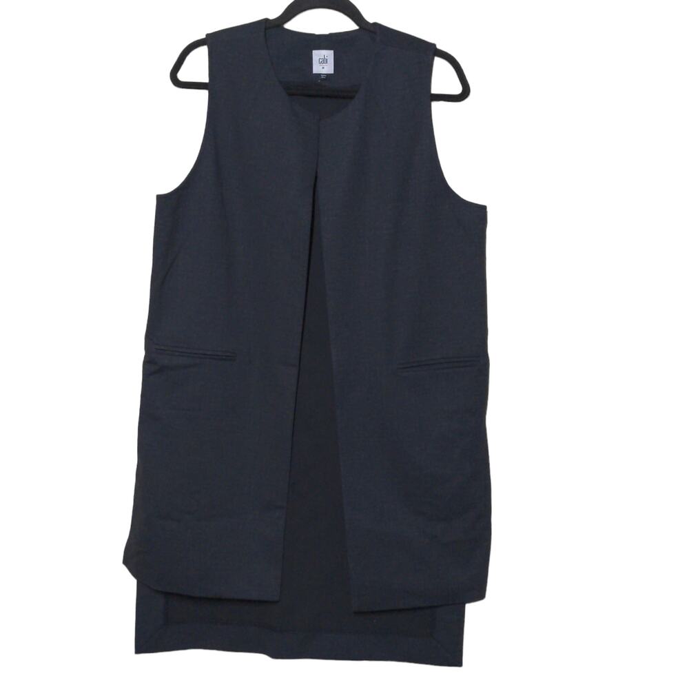 Cabi Drafting Vest 3178 Black Sleeveless Open Front Split Hem Career Pockets M